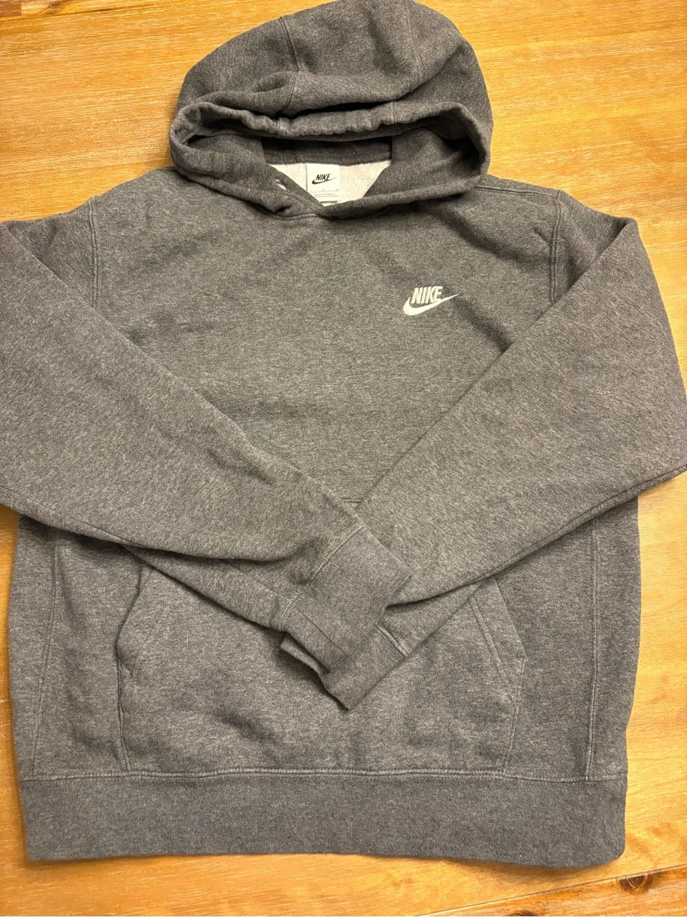 Nike Gray Heather Pullover Hoodie with White Swoosh